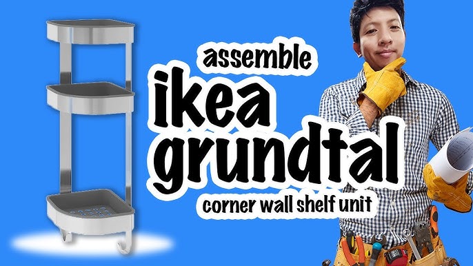 BROGRUND Corner wall shelf unit, stainless steel, 7 ½x22 ¾ - IKEA