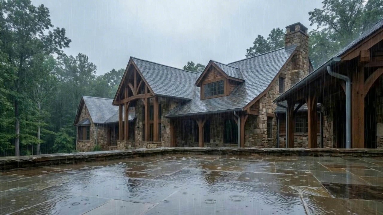 Relax and Sleep as Rain Falls on a Forest Lodge