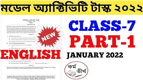 Class 7 Model Activity Task 2022 English For January 2022|Model Activity Task Part -1 For Class-7.