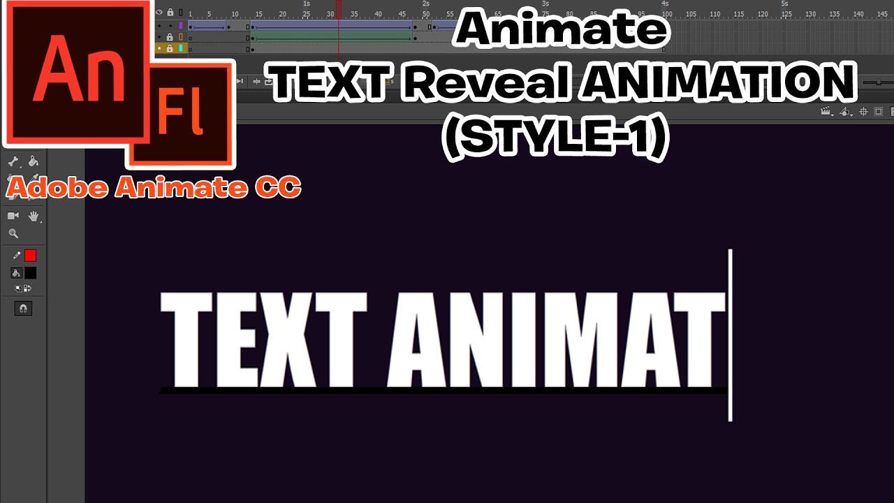 Animate Text Reveal Animation (Style-1) Adobe Animate CC Tutorials - YouTube