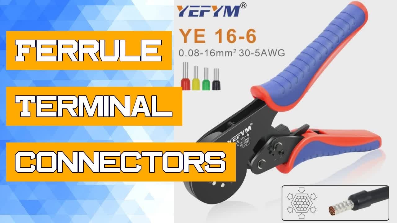 Ferrule Terminal Connectors Hexagon Crimping Pliers YE 16-6 0.08-16mm²/30-5AWG Large Range Size Ratc