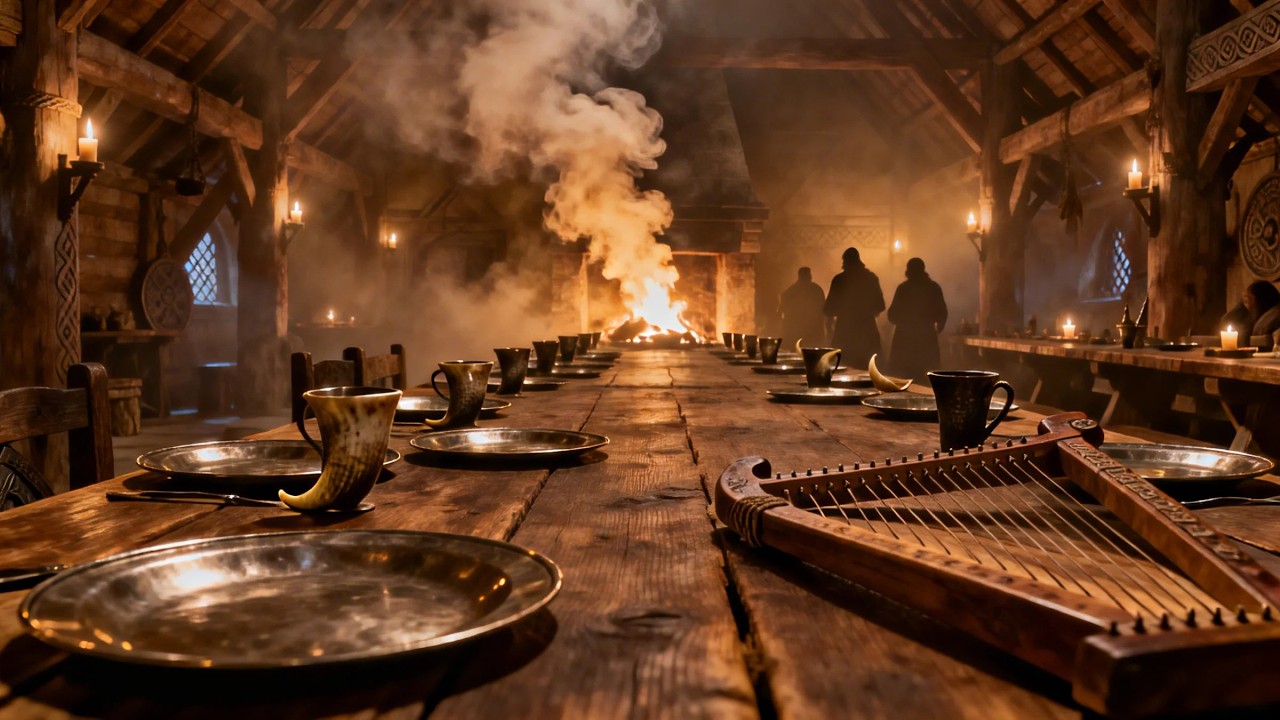 Уединение у очага длинного дома в древнегерманском стиле