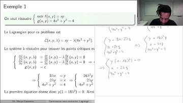 Mathématiques I - Cours 9.2 - Optimisation sous contrainte: méthode de Lagrange (part I)