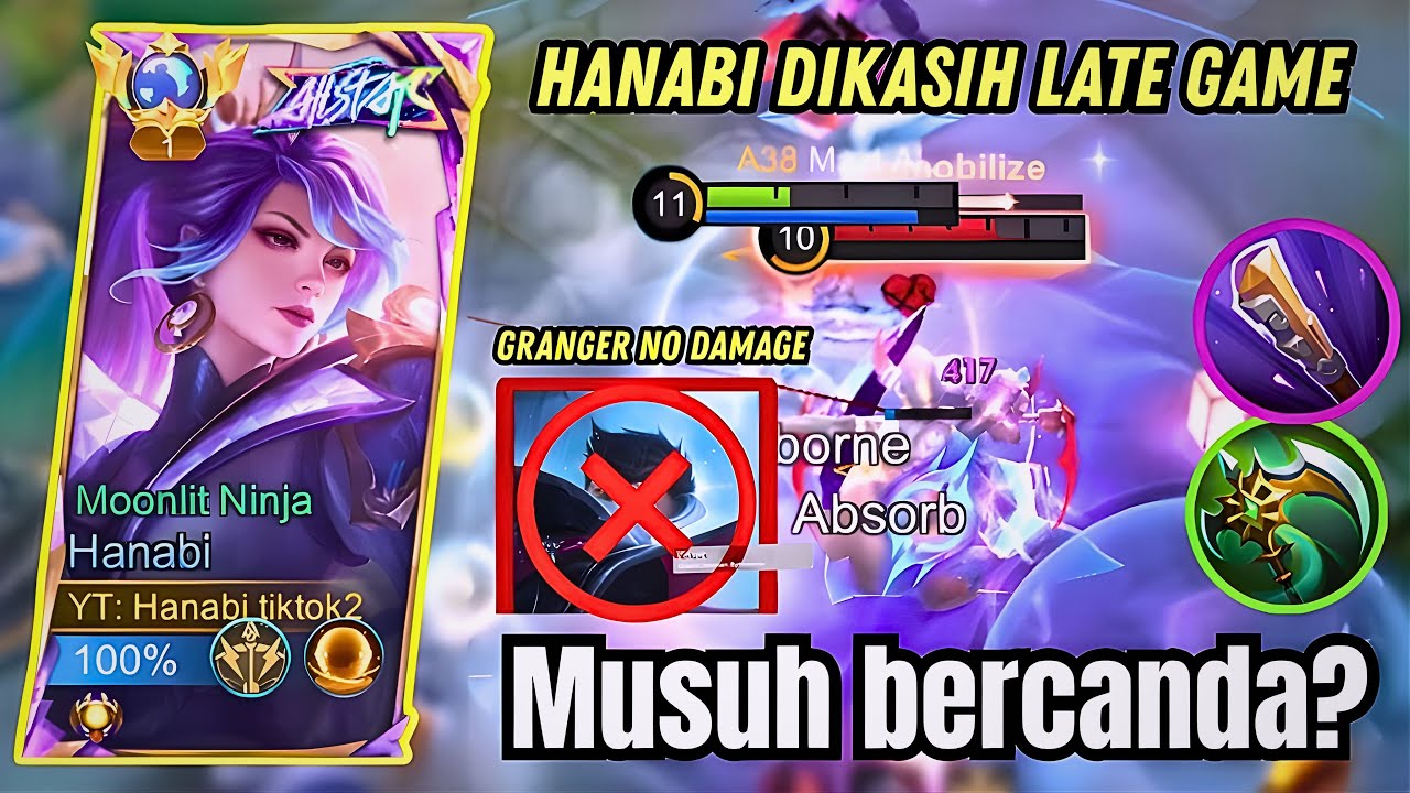 EPIC COMEBACK HANABI THE LATE GAME - BEST EMBLEM DAN BUILD TERSAKIT - MLBB