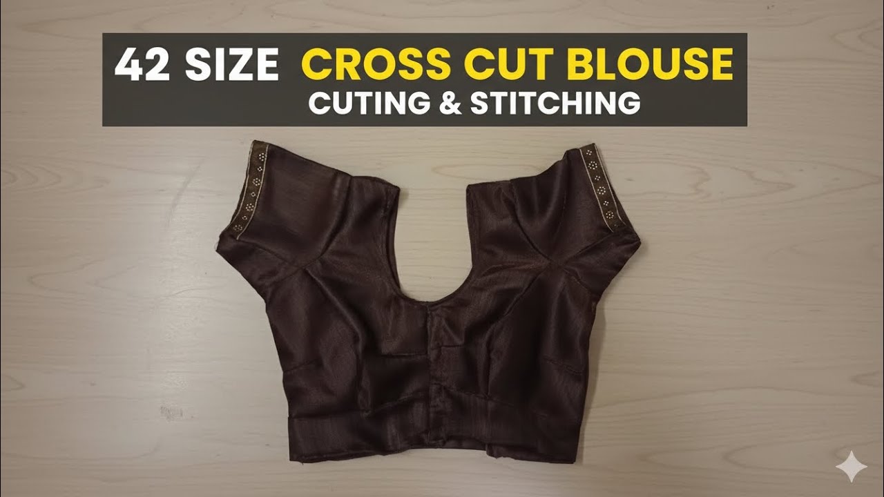Cross cut blouse cutting&stiching"42 size✂️