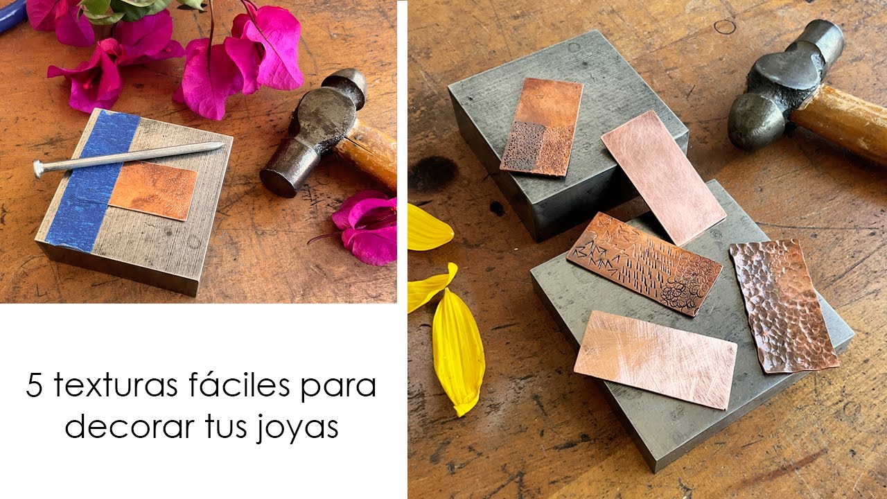 Te enseño 5 Texturas Fáciles para Decorar tu Joyería. Orfebrería paso a paso Texturas en Cobre.
