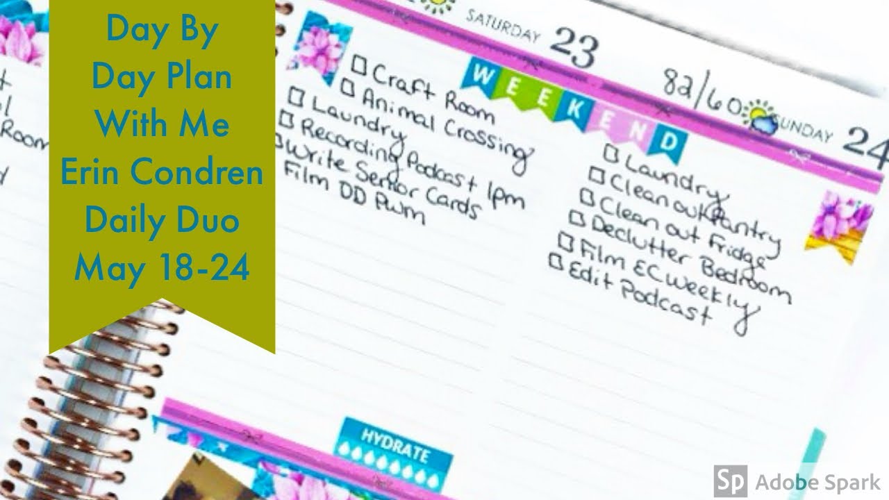 Day by Day Plan With Me Erin Condren Daily Duo May 18-24 - YouTube