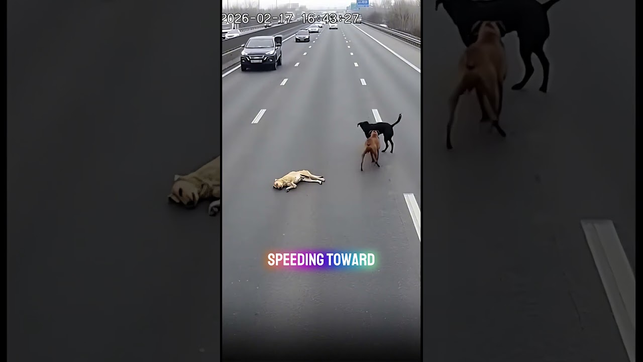 Две бездомные собаки рискуют жизнью на оживленной трассе, чтобы спасти своего друга 🐕💔 