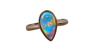 Red Blue Teardrop Opal Ring 14k Gold - 8289 | FlashOpal