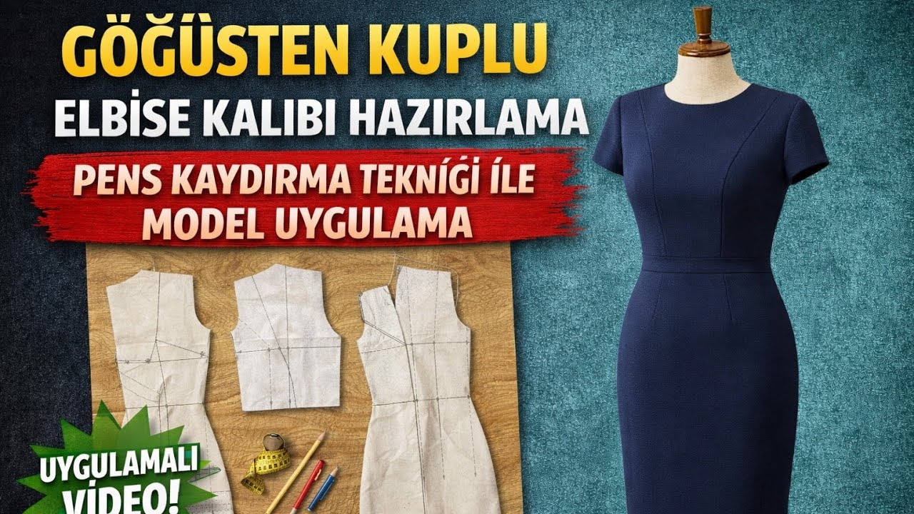 Göğüsten Kuplu Elbise Kalıbı Hazırlama | Pens Kaydırma ile Model Uygulama