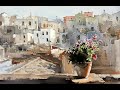 Flowerpot on Balcony Speed Up Cityscape Watercolor Demo