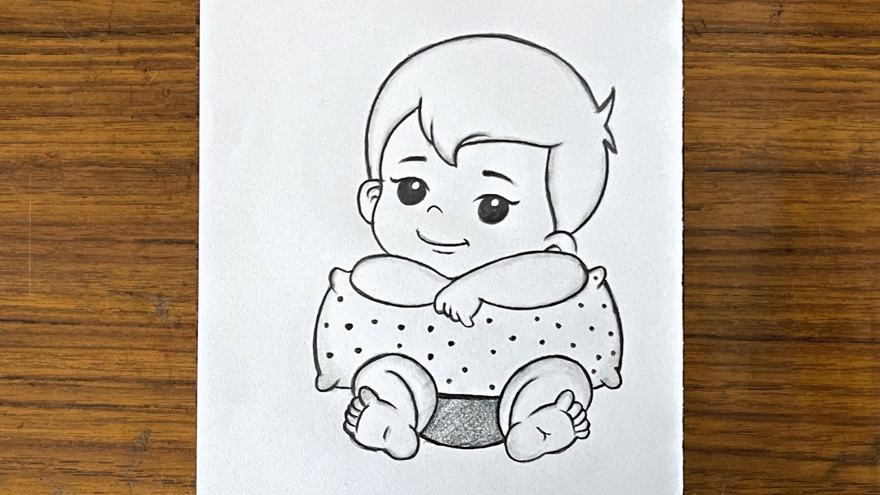 Cute baby drawing easy step by step || How to draw a cute baby boy ...