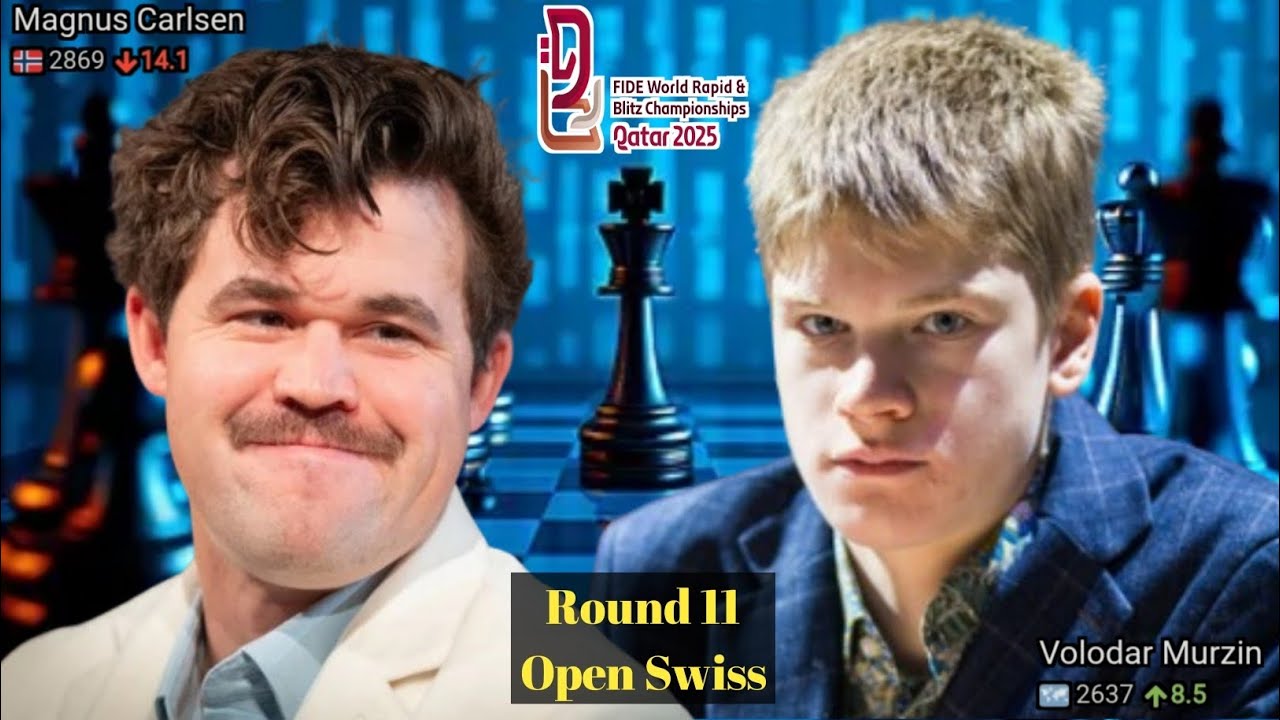 World Blitz!! ⚡Magnus Carlsen vs Volodar Murzin in FIDE World Blitz Championship 2025