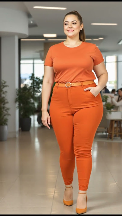 Orange Elegance In Office | Dubai Girl Showing Charm | Office Fashion Inspiration | @LadyX-xxx
