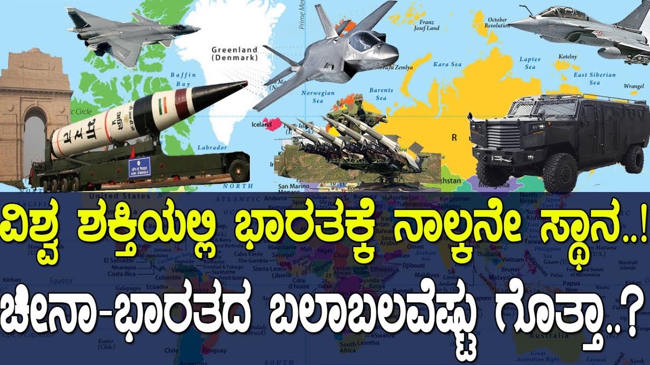 ವಿಶ್ವ ಶಕ್ತಿಯಲ್ಲಿ ಭಾರತಕ್ಕೆ ನಾಲ್ಕನೇ ಸ್ಥಾನ..!ಚೀನಾ-ಭಾರತದ ಬಲಾಬಲವೆಷ್ಟು ..?powerful country in the world