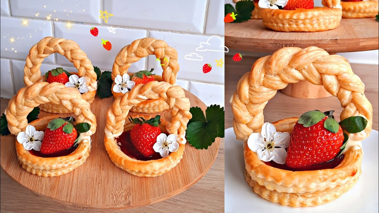 Słodkie koszyczki z konfiturą i owocami/ bardzo łatwy przepis na świąteczny wielkanocny deser