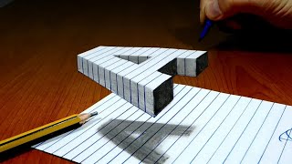 3D Trick Art On Line Paper, Floating Letter A