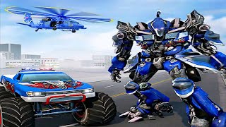 Robot Transform Game 2022: Flying Police Robot Truck Save the City | Android iOS Gameplay screenshot 5