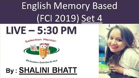 English// Memory based SET 4// FCI 2019//By Shalini bhatt