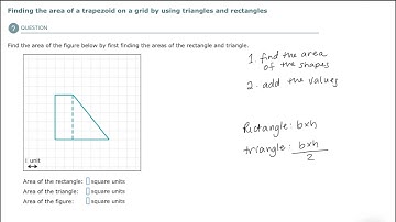 Finding the area of a trapezoid on a grid by using triangles and rectangles