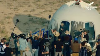 Jeff Bezos and Crew Emerge From Blue Origin Capsule