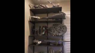 broken shelf of star wars lego sets
