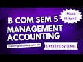 Syllabus of Management Accounting | B Com Semester 5 | Delhi University | Learning Sessions with RV