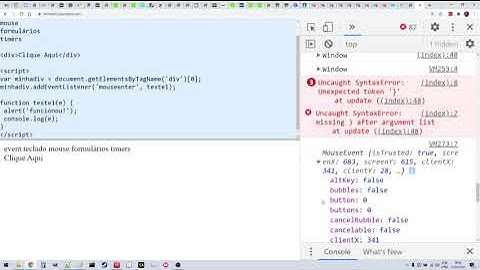 Eventos em JavaScript (teclado, mouse, formulários, timers)