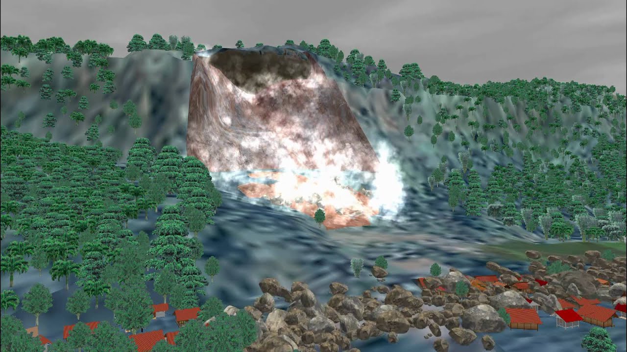 Landslide Simulation on Java  Island Indonesia YouTube