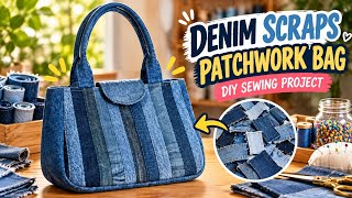 DIY Patchwork Handbags made from Old Denim Jeans 👖 Upcycled Sewing Tutorial