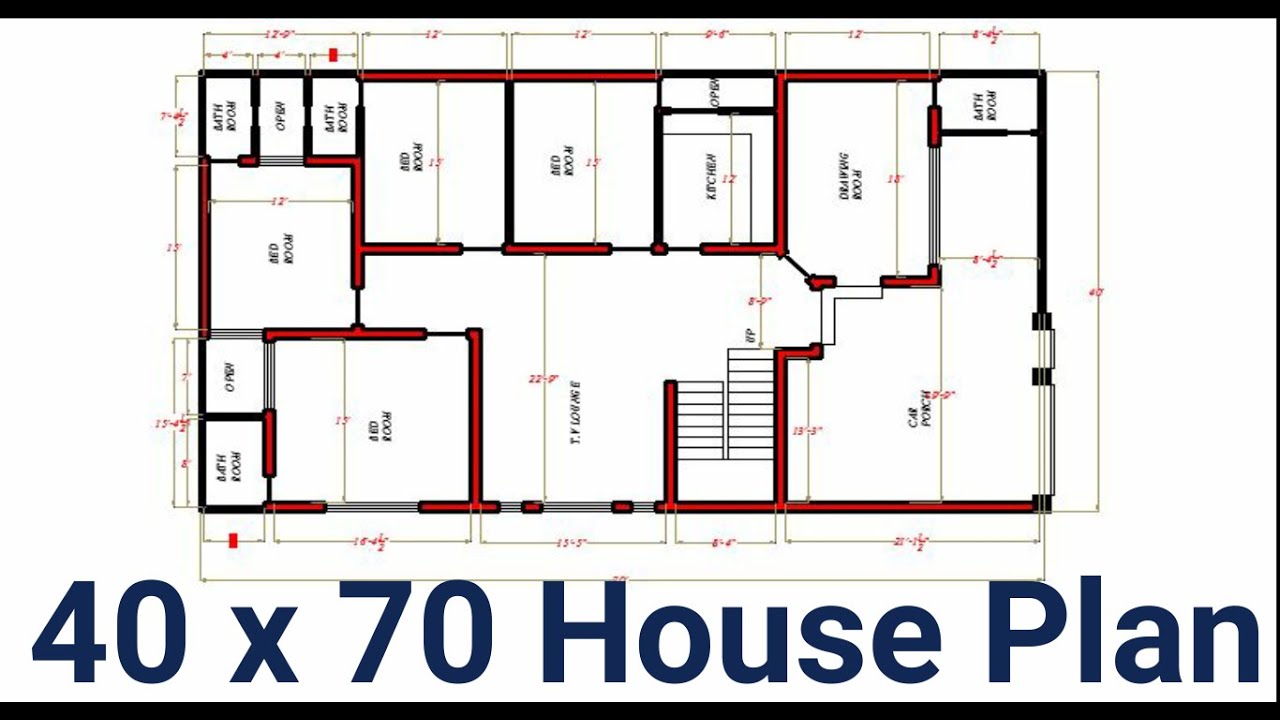 Get Free 40 X 70 House Plan 40 By 70 House Plan With 4 Bed Room Drawing Room 10 Marla H Plan Youtube