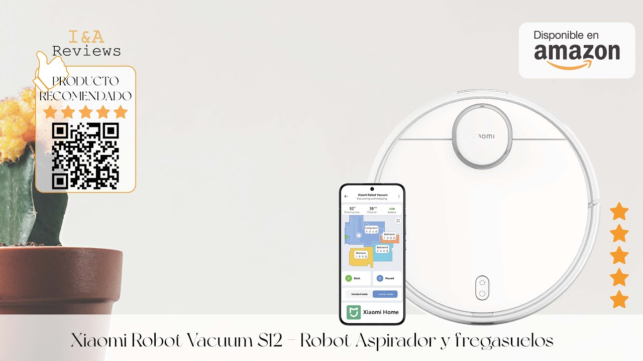 Xiaomi Robot Vacuum S12 - Robot Aspirador y fregasuelos con Sistema  Inteligente de navegación láser (LDS), succión de 4000 Pa, rutas de  Limpieza en