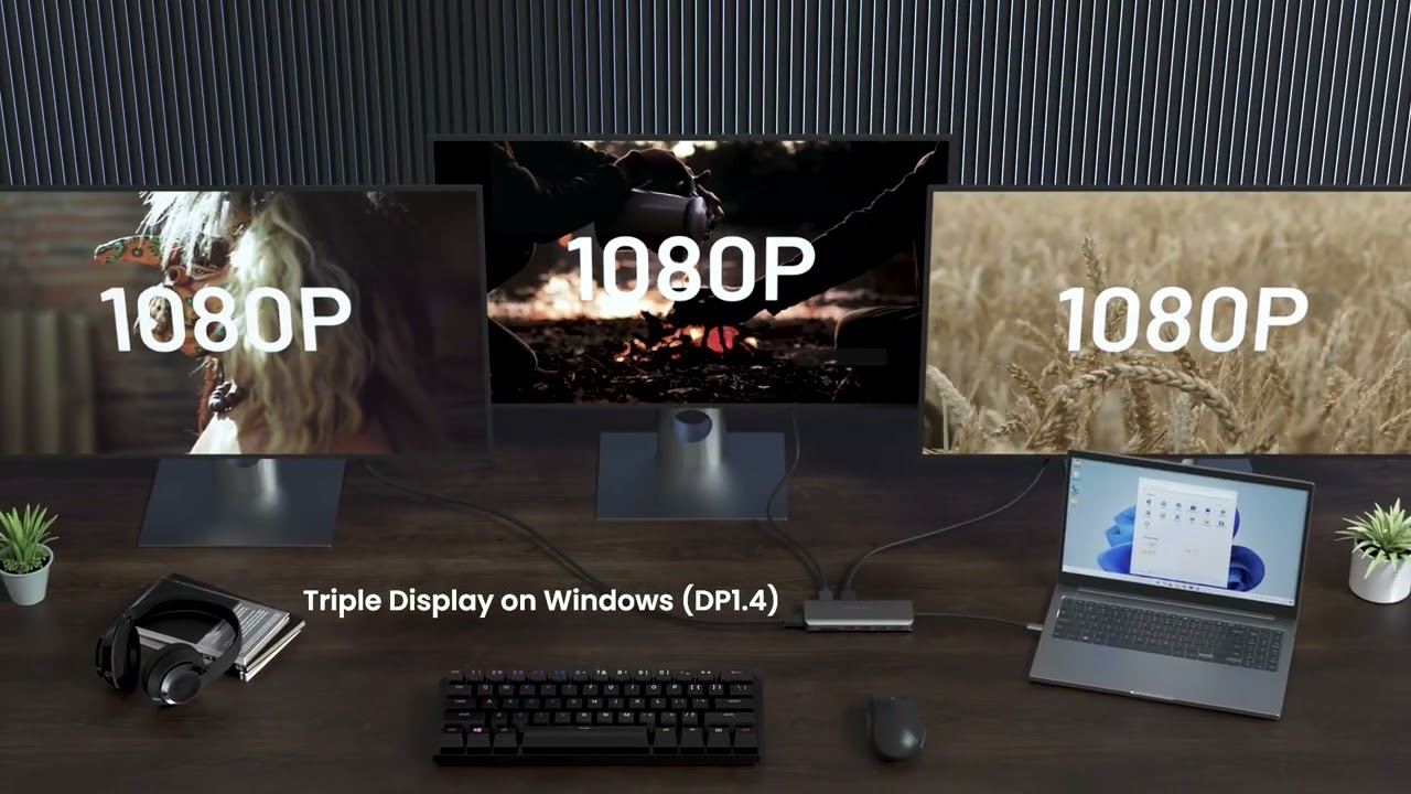 wavlink USB-C hub 4K displayPort Dual HDMI docking station, with 100W PD, Gigabit Ethernet,USB SD/TF