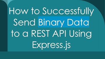 How to Successfully Send Binary Data to a REST API Using Express.js
