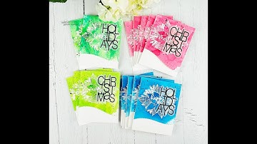 Vibrant set of watercolor Holiday cards using Brusho crystals colors powder