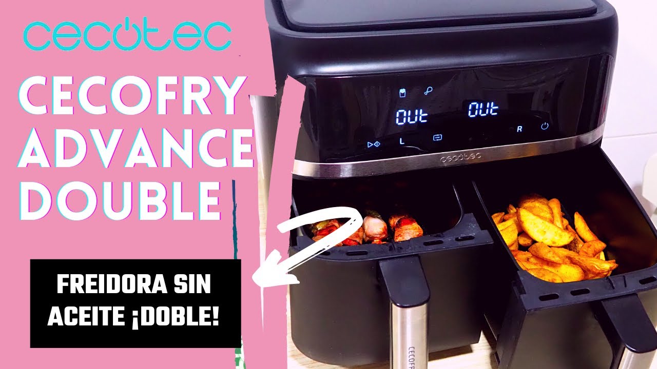 Cecotec Freidora de Aire sin Aceite de 9 L Cecofry Dual 9000 Air Fryer.  2850W, Temperatura Dual 