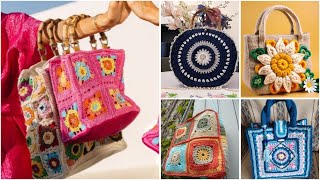 Most gorgeous granny crochet square/flower pattern boho style bag/handbag/shoulder bag designs