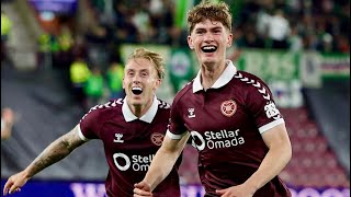 James Wilson’s 30-yard wondergoal in Hearts 2-2 draw against Rapid Vienna. 20/8/2026.
