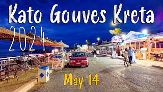 Kato Gouves Kreta, Crete, nightlife, walking tour 4k, Greece 2024