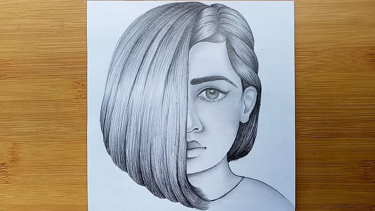 How to draw a Girl Face with pencil sketch step by step - YouTube