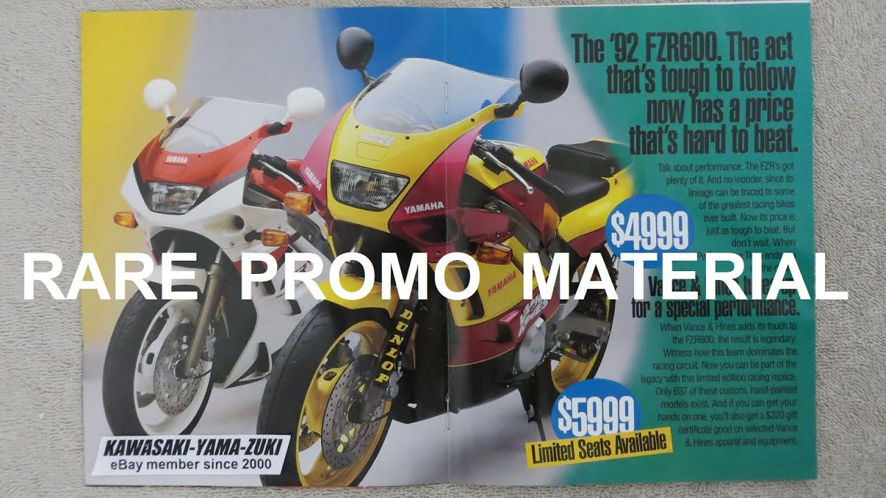 Rare Promo Material for the 1992 Yamaha FZR600 Vance & Hines