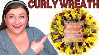 How to make a Basic Curly Deco Mesh Fall Wreath Tutorial Thanksgiving DIY #falldecor