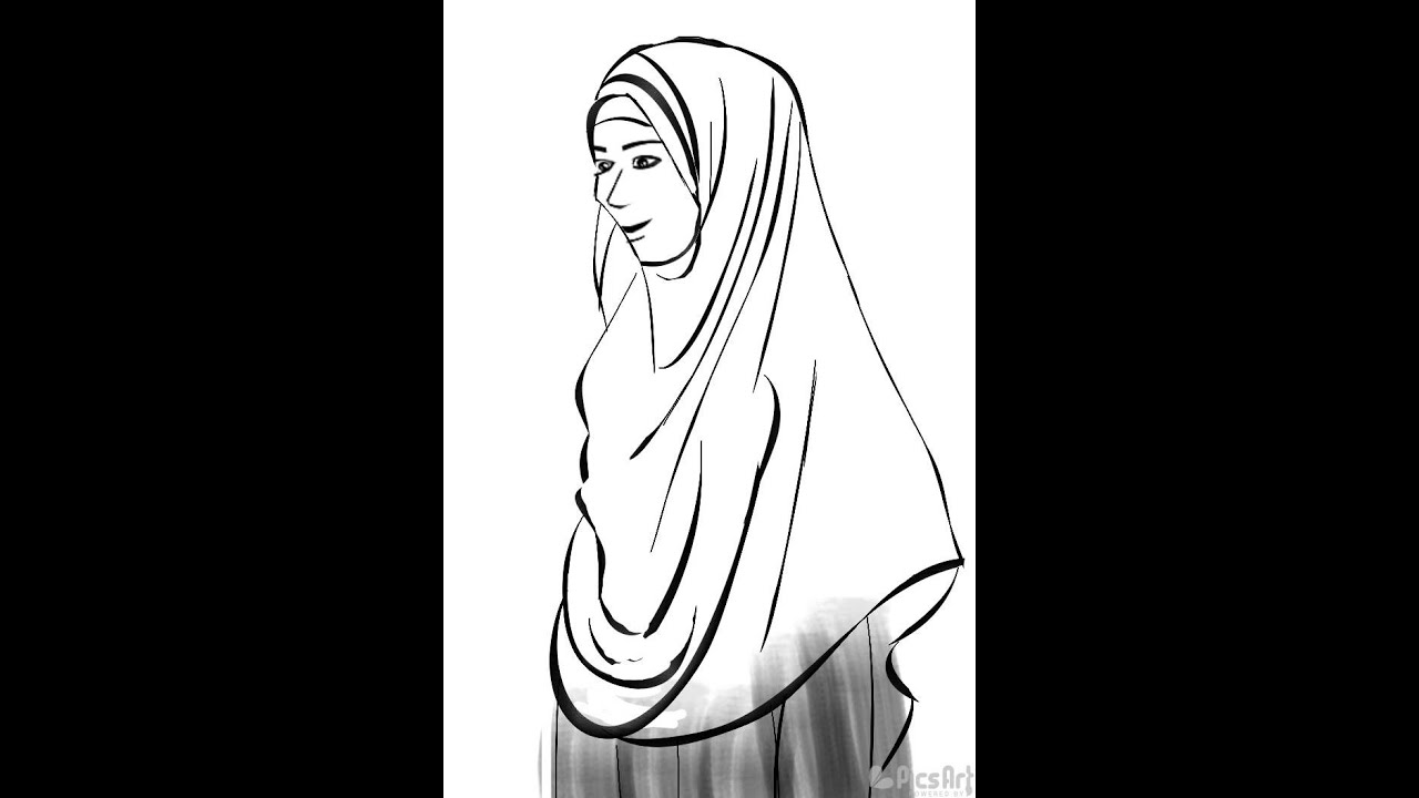  Sketsa kartun muslimah with picsart by erl YouTube