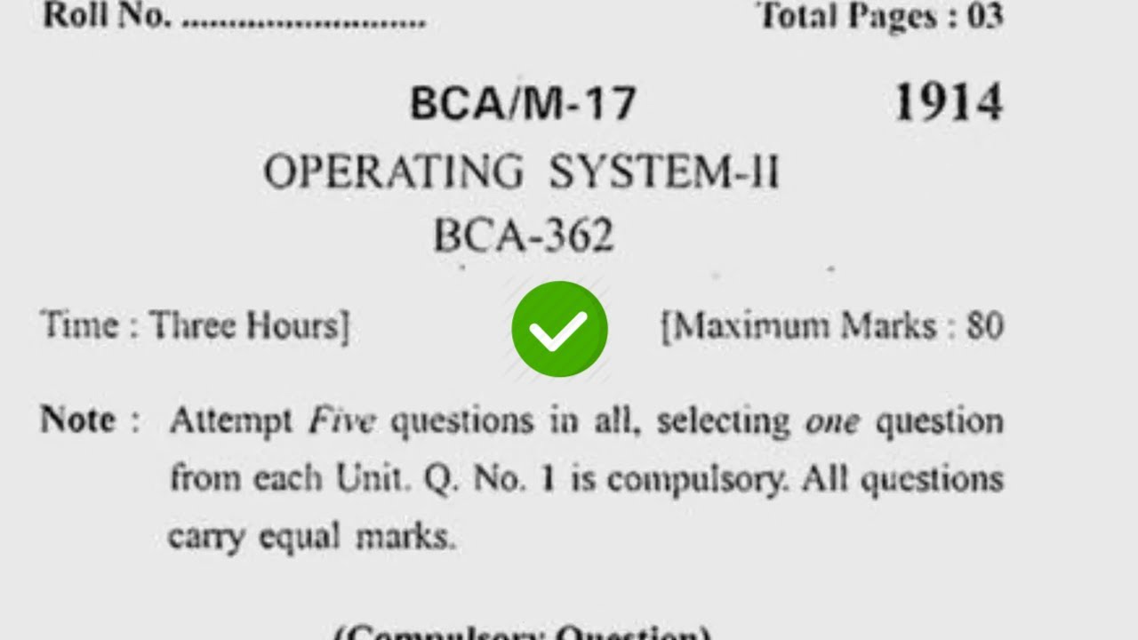 2017 Kuk BCA 6th Sem Operating System Question Paper - YouTube