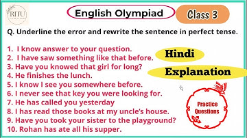 English Olympiad Worksheet for Class 3 | Practice Questions for English Olympiad | English Olympiad
