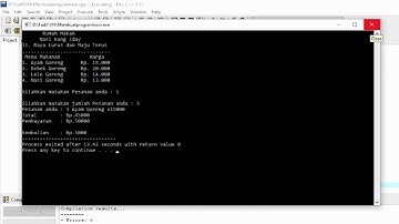 Proses membuat program kasir rumah makan mengunakan bahasa pemerograman C++ Part 2