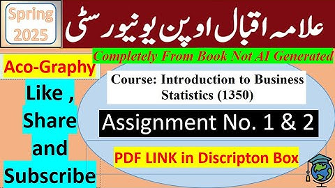 AIOU Code 1350 Solved Assignment No.1 & 2 Spring 2025 | Subject: Introduction to Business Statistics
