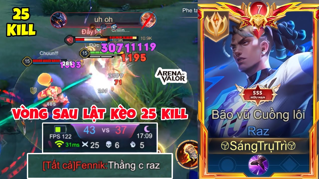 Cả Team Bị Quét Sạch Đừng Lo Vì Còn Top Raz Vs 25 Kill Trong Tay