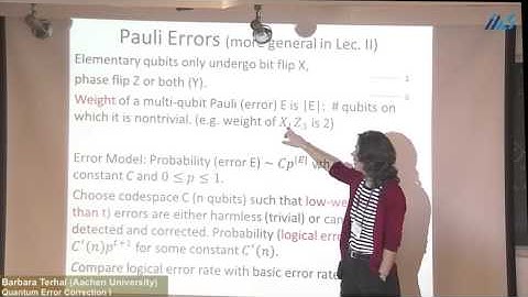 Barbara Terhal (Aachen University) Quantum Error Correction I