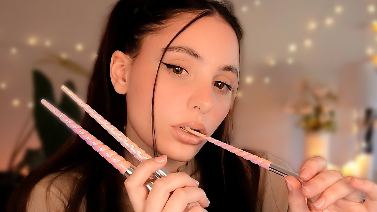 ASMR Mouthsounds 👄 (Unicorn Brush 🦄 Spoolie & more) No Talking